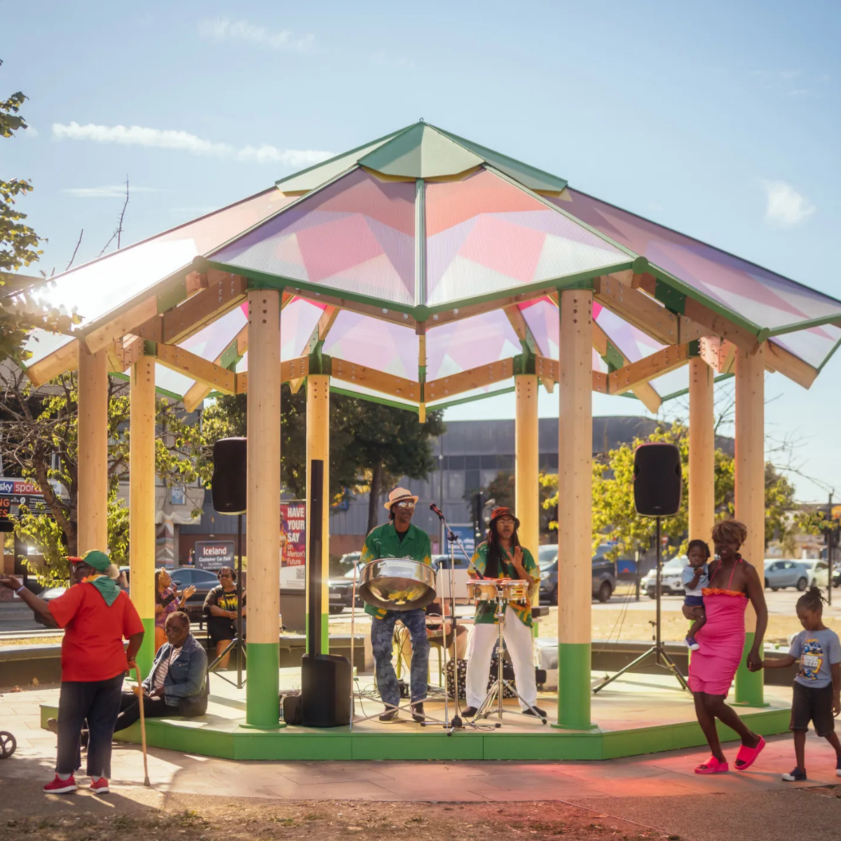 What Goes Around Mitcham Fair Green Bandstand London Borough of Merton for London Borough of Merton with Charles Holland Architects RASKL Studio and eHRW What Goes Around Mitcham Fair Green Bandstand London Borough of Merton for London Borough of Merton with Charles Holland Architects RASKL Studio and eHRW